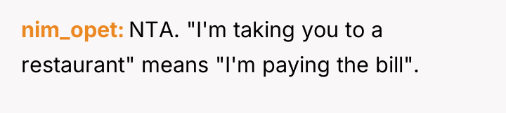 nim_opet NTA. "I'm taking you to a restaurant" means "I'm...