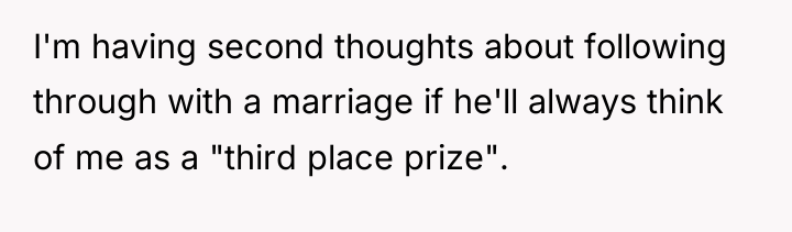 I'm having second thoughts about following through with a marriage...