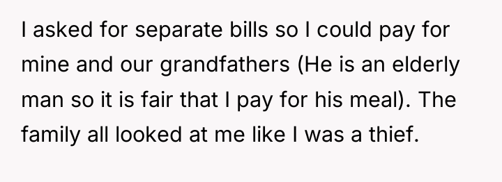 I asked for separate bills so I could pay for...