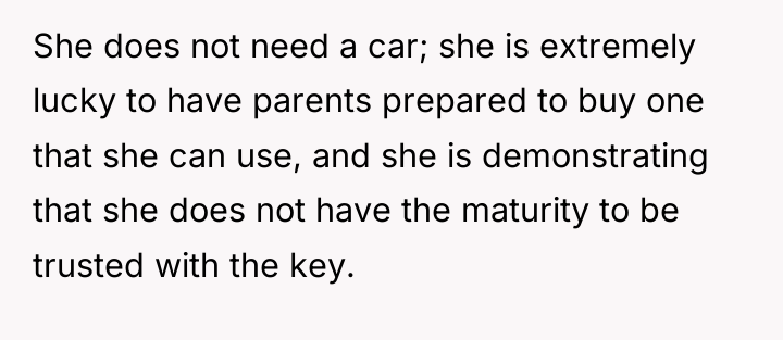 She does not need a car; she is extremely lucky...