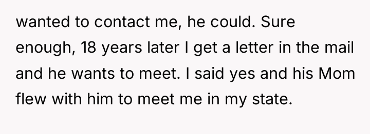 wanted to contact me, he could. Sure enough, 18 years...