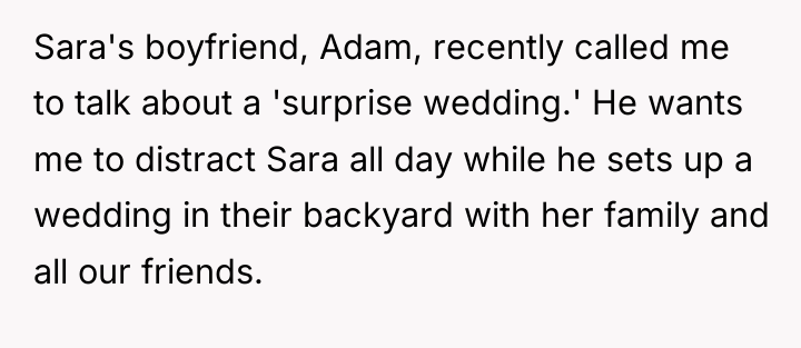 Sara's boyfriend, Adam, recently called me to talk about a...