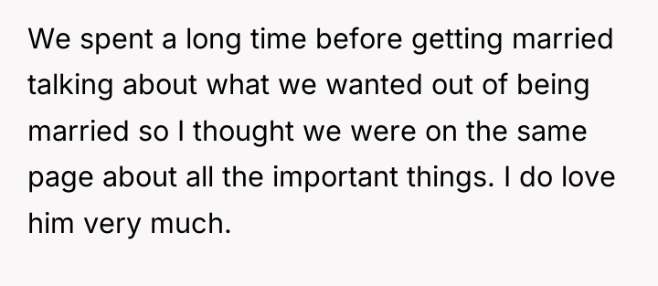 We spent a long time before getting married talking about...