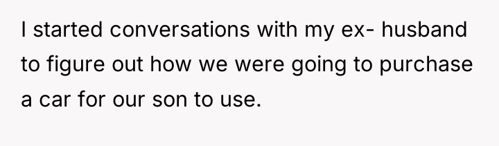 I started conversations with my ex- husband to figure out...