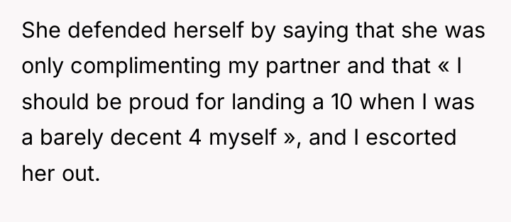 She defended herself by saying that she was only complimenting...