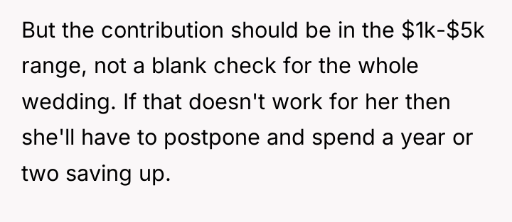 But the contribution should be in the $1k-$5k range, not...