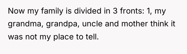 Now my family is divided in 3 fronts: 1, my...