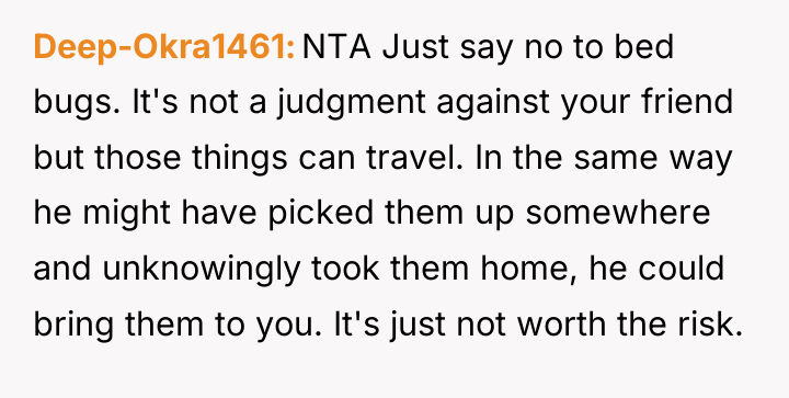 Deep-Okra1461 NTA Just say no to bed bugs. It's not...