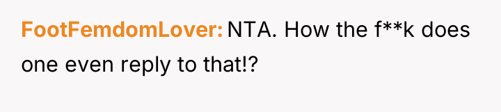 FootFemdomLover NTA. How the f**k does one even reply to...