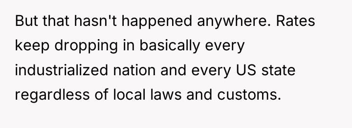 But that hasn't happened anywhere. Rates keep dropping in basically...