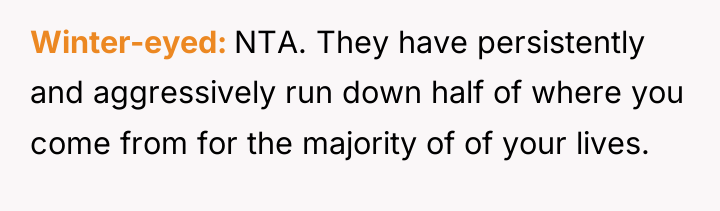 Winter-eyed NTA. They have persistently and aggressively run down half...
