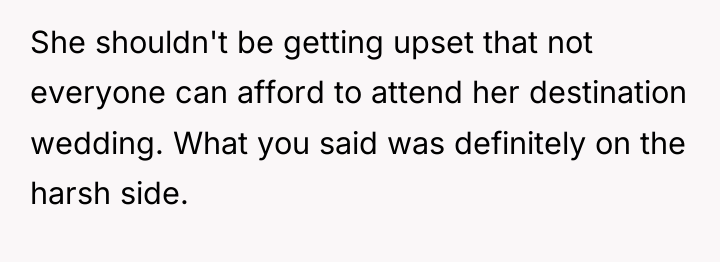 She shouldn't be getting upset that not everyone can afford...
