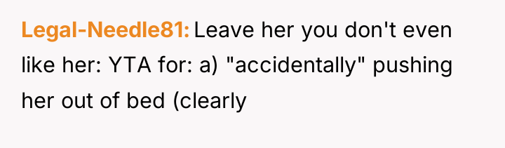 Legal-Needle81 Leave her you don't even like her: YTA for:...