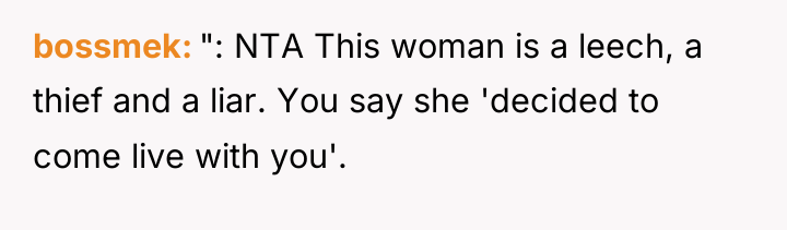 bossmek ": NTA This woman is a leech, a thief...