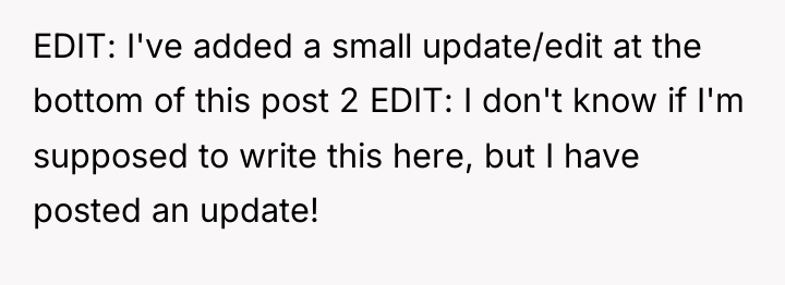 EDIT: I've added a small update/edit at the bottom of...