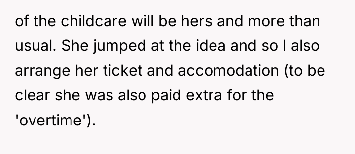 of the childcare will be hers and more than usual....