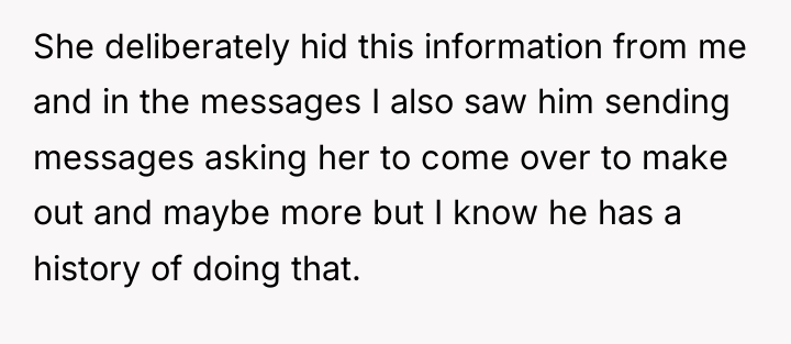 She deliberately hid this information from me and in the...