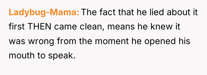 Ladybug-Mama The fact that he lied about it first THEN...