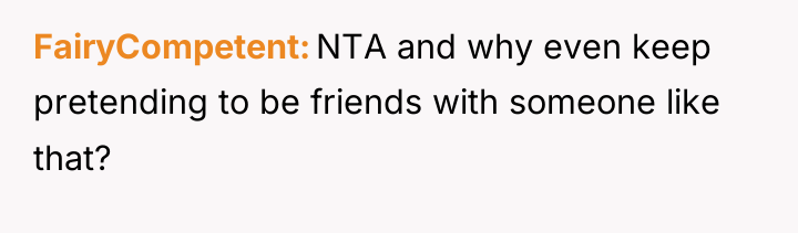 FairyCompetent NTA and why even keep pretending to be friends...