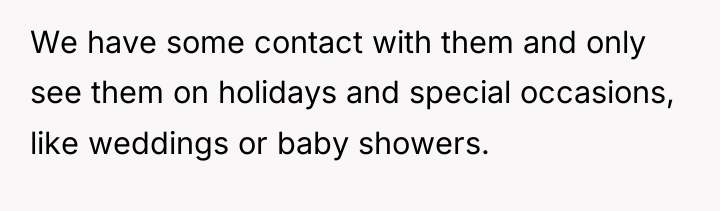 We have some contact with them and only see them...