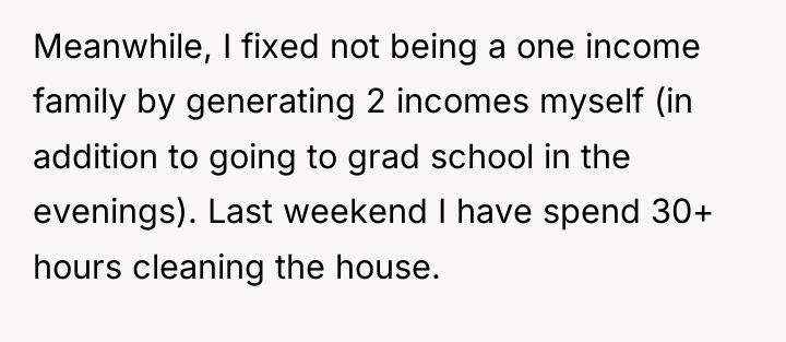 Meanwhile, I fixed not being a one income family by...