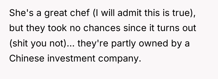 She's a great chef (I will admit this is true),...