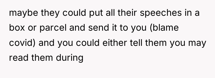 maybe they could put all their speeches in a box...