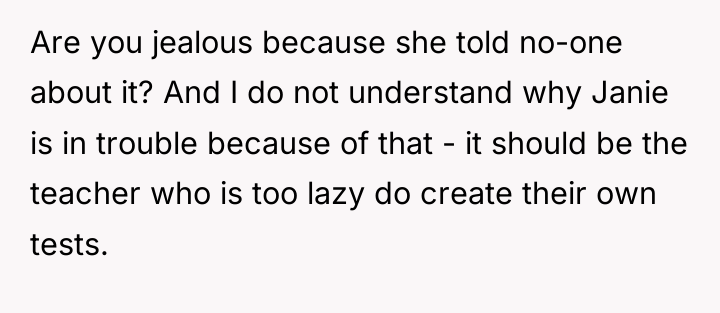 Are you jealous because she told no-one about it? And...