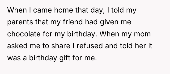 When I came home that day, I told my parents...