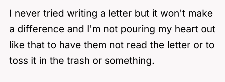 I never tried writing a letter but it won't make...