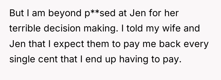 But I am beyond p**sed at Jen for her terrible...