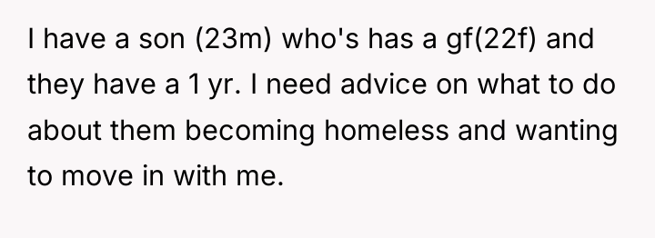 I have a son (23m) who's has a gf(22f) and...