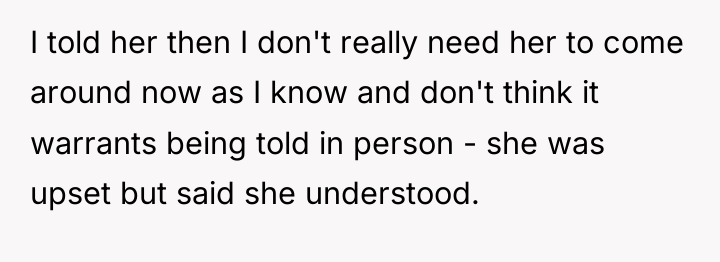 I told her then I don't really need her to...