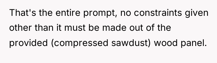 That's the entire prompt, no constraints given other than it...