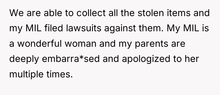 We are able to collect all the stolen items and...