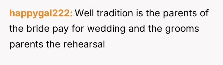 happygal222 Well tradition is the parents of the bride pay...