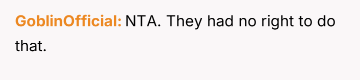 GoblinOfficial NTA. They had no right to do that.