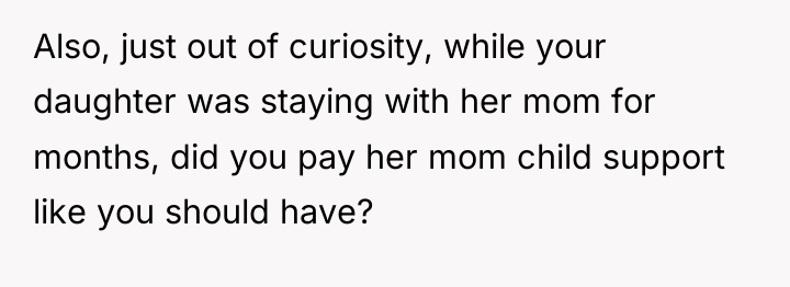 Also, just out of curiosity, while your daughter was staying...