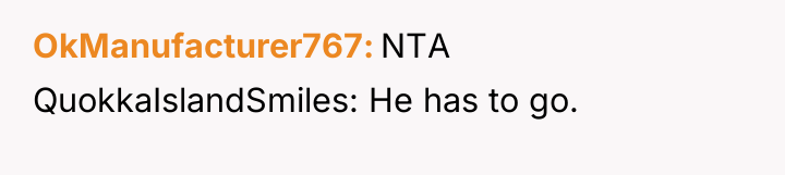 OkManufacturer767 NTA QuokkaIslandSmiles: He has to go.