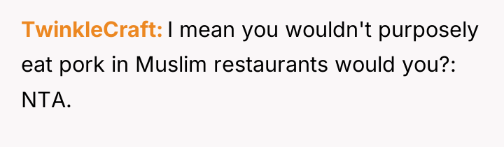 TwinkleCraft I mean you wouldn't purposely eat pork in Muslim...