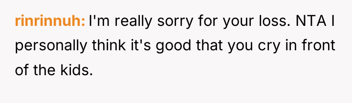 rinrinnuh I'm really sorry for your loss. NTA I personally...