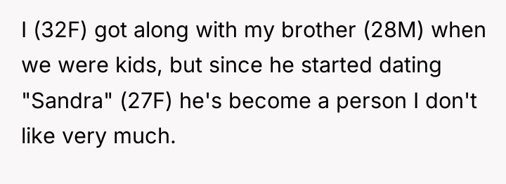 I (32F) got along with my brother (28M) when we...