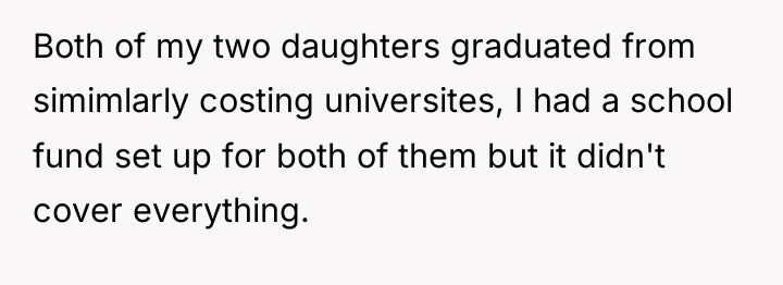 Both of my two daughters graduated from simimlarly costing universites,...