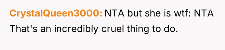 CrystalQueen3000 NTA but she is wtf: NTA That's an incredibly...