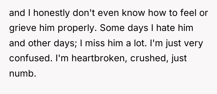 and I honestly don't even know how to feel or...