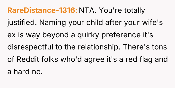 RareDistance-1316 NTA. You're totally justified. Naming your child after your...