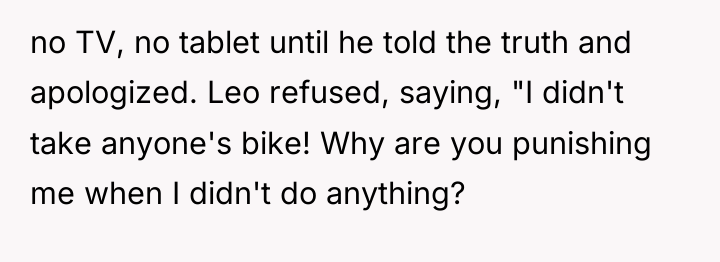 no TV, no tablet until he told the truth and...