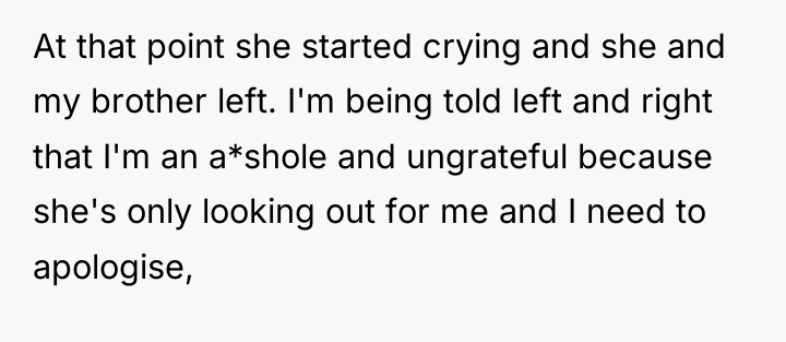 At that point she started crying and she and my...