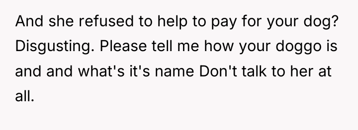 And she refused to help to pay for your dog?...