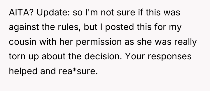 AITA? Update: so I'm not sure if this was against...